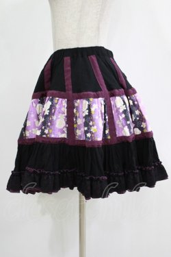 画像2: gouk / 和柄切替スカート  黒×紫 H-25-11-21-1016-GO-SK-KB-ZH