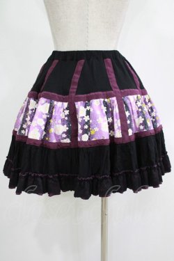 画像3: gouk / 和柄切替スカート  黒×紫 H-25-11-21-1016-GO-SK-KB-ZH