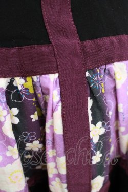 画像4: gouk / 和柄切替スカート  黒×紫 H-25-11-21-1016-GO-SK-KB-ZH