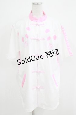 画像1: ACDC RAG / パンダチャイナジャケット  白×ピンク H-25-11-21-1022-PU-JA-KB-ZH