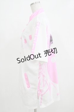 画像2: ACDC RAG / パンダチャイナジャケット  白×ピンク H-25-11-21-1022-PU-JA-KB-ZH