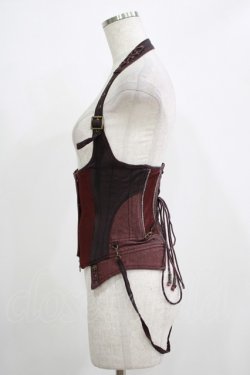 画像2: Ozz Croce / クロス刺繍ホルターコルセットビスチェ  ボルドー H-25-11-21-1023-OO-TO-KB-ZH