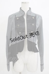 ALGONQUINS / 2Wayストライプナポレオンジャケット  ブラック H-25-11-21-1024-AL-JA-KB-ZH