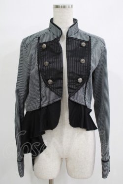 画像1: ALGONQUINS / 2Wayストライプナポレオンジャケット  ブラック H-25-11-21-1024-AL-JA-KB-ZH