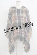 NieR Clothing / フード付きニットポンチョ  MIXカラーチェック H-25-11-21-1025-PU-JA-KB-ZH