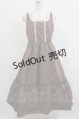 m petit by misako / ストライプジャンパースカート L ブラウン H-25-11-22-1001-LO-OP-NS-ZH