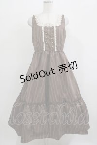 m petit by misako / ストライプジャンパースカート L ブラウン H-25-11-22-1001-LO-OP-NS-ZH