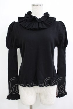 画像1: Hoshibako Works / タートルネックフリルニット Free ブラック H-25-11-22-1031-LO-TO-NS-ZH