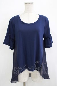 axes femme / サイドシフォンチュニック M ネイビー H-25-11-22-1034-AX-TO-NS-ZH