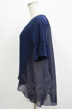 画像2: axes femme / サイドシフォンチュニック M ネイビー H-25-11-22-1034-AX-TO-NS-ZH