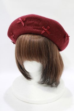 画像1: m petit by misako / AMバスクリボンベレー  レッド H-25-11-22-1061-LO-AC-NS-ZH