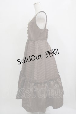 画像2: m petit by misako / ストライプジャンパースカート L ブラウン H-25-11-22-1001-LO-OP-NS-ZH