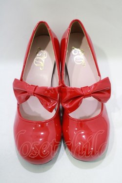 画像1: DearMyLove / ロリータリボンパンプス 23.0cm レッド H-25-11-22-1077-EL-SH-NS-ZH