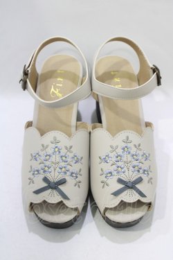 画像1: Fi.n.t / ブーケ刺繍ウッドライクソールサンダル M IVORY H-25-11-22-1079-CA-SH-NS-ZH