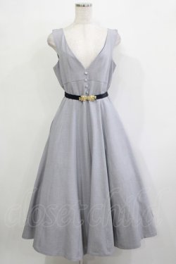 画像1: an another angelus / ハイウエストVネックジャンパースカート Free BLUE GRAY H-25-11-22-1008-CA-OP-NS-ZH