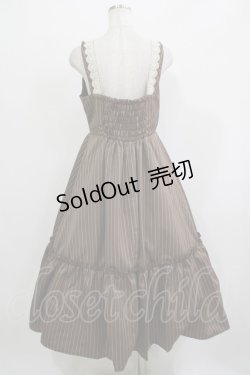 画像3: m petit by misako / ストライプジャンパースカート L ブラウン H-25-11-22-1001-LO-OP-NS-ZH