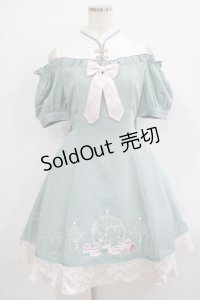 Amavel / 茶器と茉莉花のチャイナワンピース Free グリーン H-25-11-22-1013-CA-OP-NS-ZH