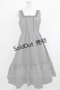 画像1: m petit by misako / ストライプジャンパースカート L グレー H-25-11-22-1002-LO-OP-NS-ZH