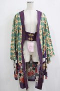 metamorphose / 百花繚乱〜まほろばの舞〜着物風羽織り Free 緑青×紫 H-25-11-22-1017-ME-JA-NS-ZH