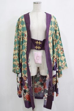 画像1: metamorphose / 百花繚乱〜まほろばの舞〜着物風羽織り Free 緑青×紫 H-25-11-22-1017-ME-JA-NS-ZH