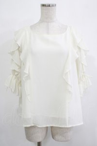F&A / ラッフルフリル5分袖ブラウス Free OFFWHITE H-25-11-22-1027-LO-BL-NS-ZH