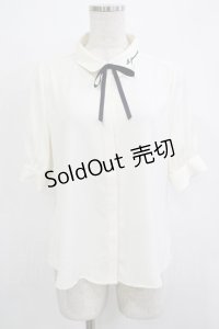 Fi.n.t / リボンタイ付きロゴ刺繍衿ブラウス Free OFF×NAVY H-25-11-22-1028-CA-BL-NS-ZH