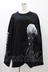 QOOZA / 東京喰種×QOOZA金木研 ダメージスウェット  ブラック H-25-11-23-031-0-TO-KB-ZH