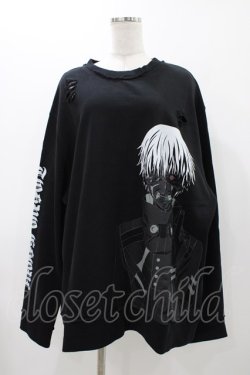 画像1: QOOZA / 東京喰種×QOOZA金木研 ダメージスウェット  ブラック H-25-11-23-031-0-TO-KB-ZH
