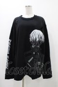 QOOZA / 東京喰種×QOOZA金木研 ダメージスウェット  ブラック H-25-11-23-032-0-TO-KB-ZH