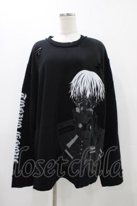 QOOZA / 東京喰種×QOOZA金木研 ダメージスウェット  ブラック H-25-11-23-032-0-TO-KB-ZH