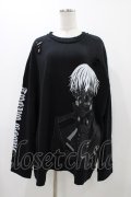 QOOZA / 東京喰種×QOOZA金木研 ダメージスウェット  ブラック H-25-11-23-033-0-TO-KB-ZH