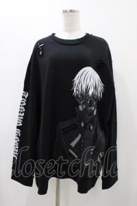 QOOZA / 東京喰種×QOOZA金木研 ダメージスウェット  ブラック H-25-11-23-033-0-TO-KB-ZH