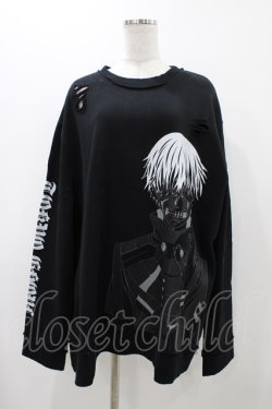 画像1: QOOZA / 東京喰種×QOOZA金木研 ダメージスウェット  ブラック H-25-11-23-033-0-TO-KB-ZH