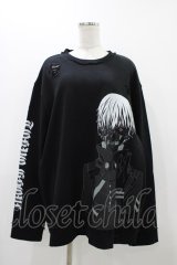QOOZA / 東京喰種×QOOZA金木研 ダメージスウェット  ブラック H-25-11-23-034-0-TO-KB-ZH