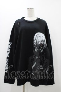 QOOZA / 東京喰種×QOOZA金木研 ダメージスウェット  ブラック H-25-11-23-034-0-TO-KB-ZH