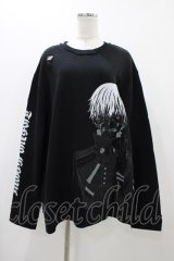 QOOZA / 東京喰種×QOOZA金木研 ダメージスウェット  ブラック H-25-11-23-036-0-TO-KB-ZH