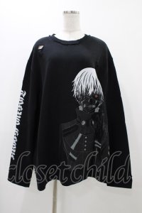 QOOZA / 東京喰種×QOOZA金木研 ダメージスウェット  ブラック H-25-11-23-036-0-TO-KB-ZH