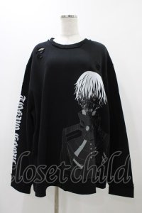 QOOZA / 東京喰種×QOOZA金木研 ダメージスウェット  ブラック H-25-11-23-037-0-TO-KB-ZH