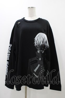 画像1: QOOZA / 東京喰種×QOOZA金木研 ダメージスウェット  ブラック H-25-11-23-037-0-TO-KB-ZH