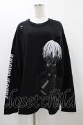 QOOZA / 東京喰種×QOOZA金木研 ダメージスウェット  ブラック H-25-11-23-038-0-TO-KB-ZH