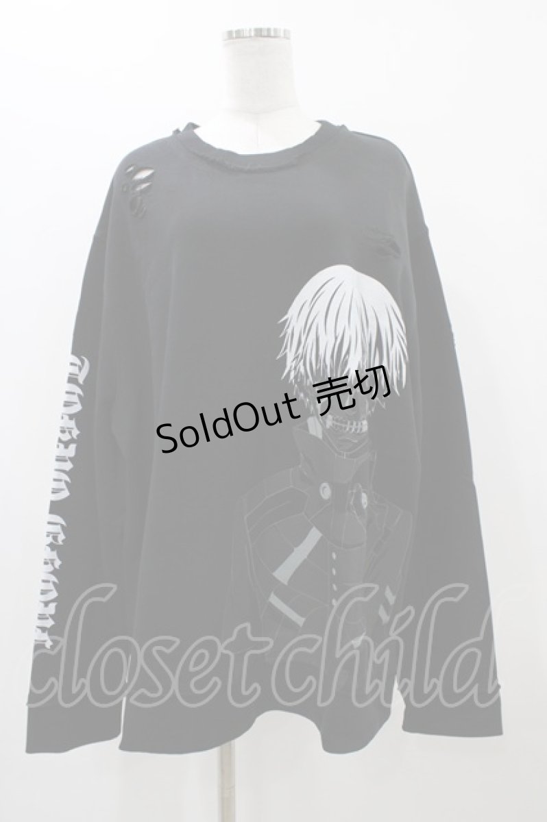 画像1: QOOZA / 東京喰種×QOOZA金木研 ダメージスウェット  ブラック H-25-11-23-038-0-TO-KB-ZH (1)
