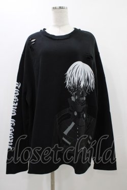 画像1: QOOZA / 東京喰種×QOOZA金木研 ダメージスウェット  ブラック H-25-11-23-038-0-TO-KB-ZH