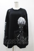 QOOZA / 東京喰種×QOOZA金木研 ダメージスウェット  ブラック H-25-11-23-039-0-TO-KB-ZH