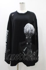 QOOZA / 東京喰種×QOOZA金木研 ダメージスウェット  ブラック H-25-11-23-039-0-TO-KB-ZH