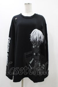 QOOZA / 東京喰種×QOOZA金木研 ダメージスウェット  ブラック H-25-11-23-039-0-TO-KB-ZH