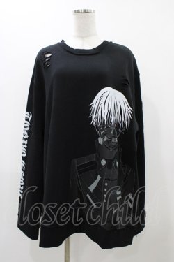 画像1: QOOZA / 東京喰種×QOOZA金木研 ダメージスウェット  ブラック H-25-11-23-039-0-TO-KB-ZH