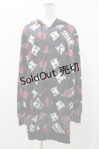 NieR Clothing / 総柄ZIPパーカー  ブラック H-25-11-23-046-PU-TO-KB-ZH
