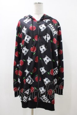 画像1: NieR Clothing / 総柄ZIPパーカー  ブラック H-25-11-23-046-PU-TO-KB-ZH