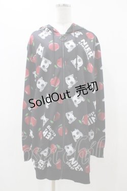 画像1: NieR Clothing / 総柄ZIPパーカー  ブラック H-25-11-23-046-PU-TO-KB-ZH