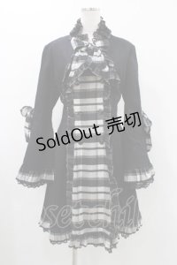 MARBLE / チェック切替レイヤード風姫袖コート  ブラック H-25-11-23-006-GO-CO-KB-ZH